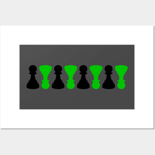 Black And Green Pattern Chessboard Pieces Posters and Art